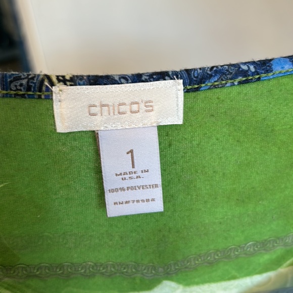 Chicos green and blue blouse size 1 - Picture 3 of 4